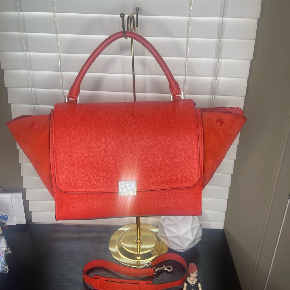 Celine Red Leather Handbag